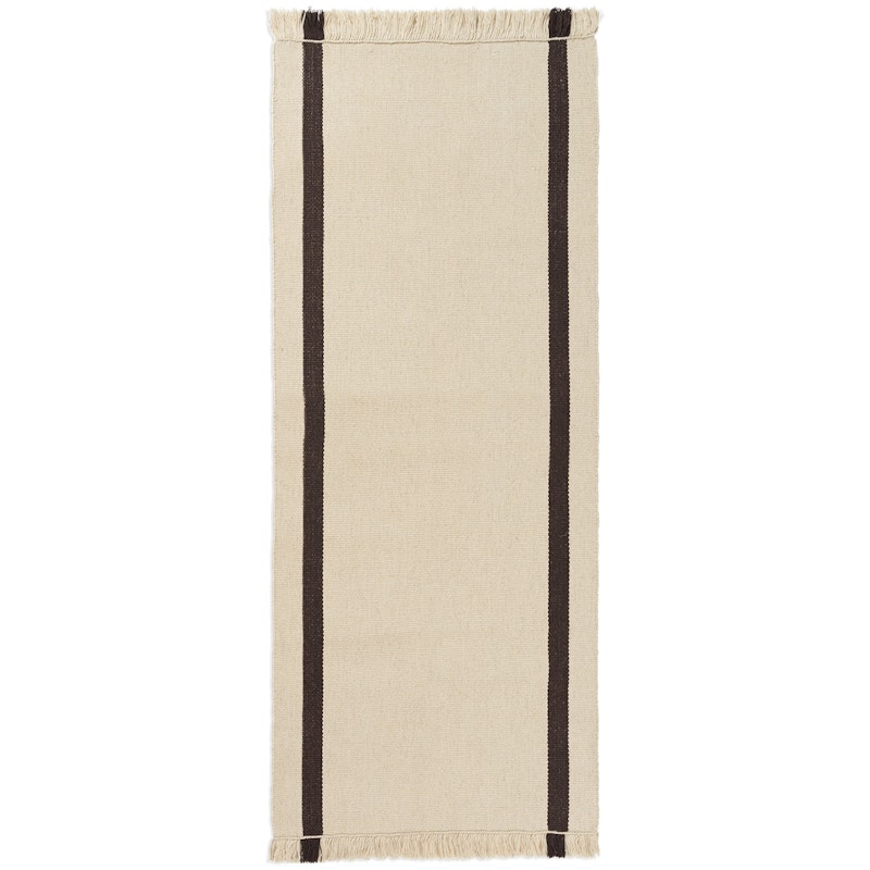 Calm Kelim Teppe 80x200 cm, Off-white / Coffee