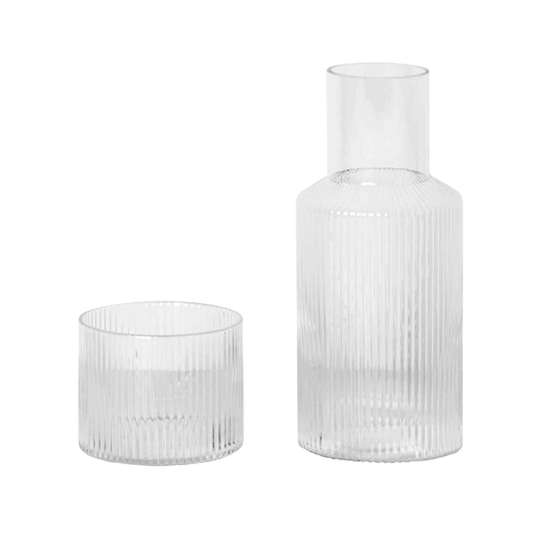 Ripple Small Carafe Set Karaffel med Drikkeglass, Klar