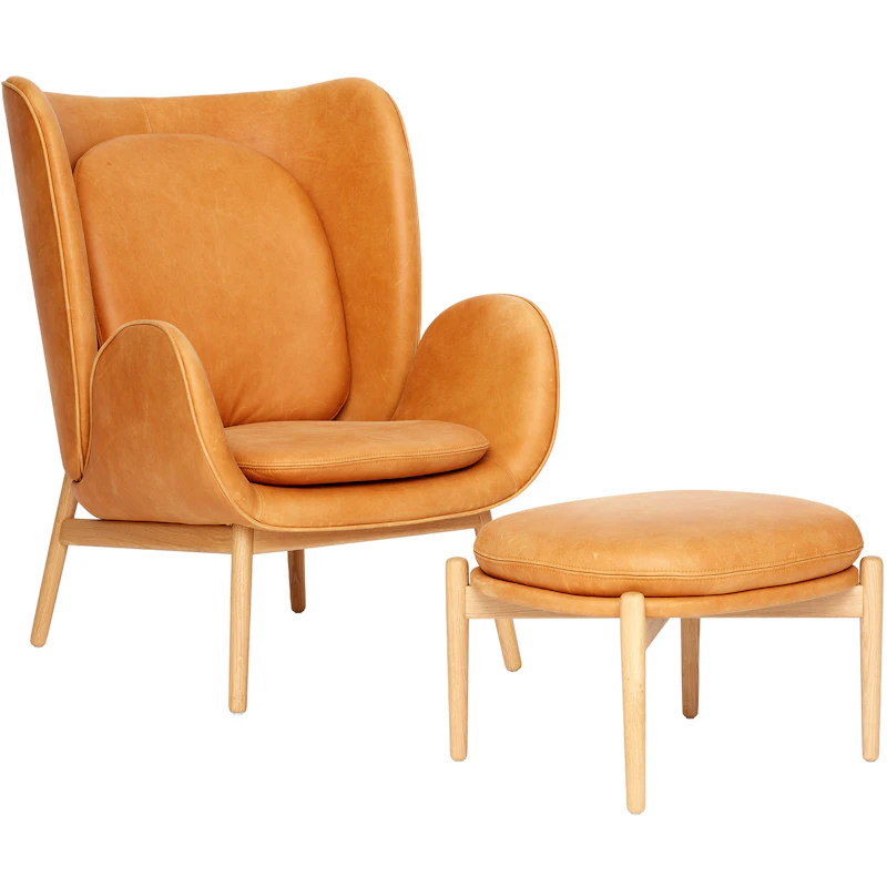 Embrace Armchair With Footstool S, Vintage Cognac