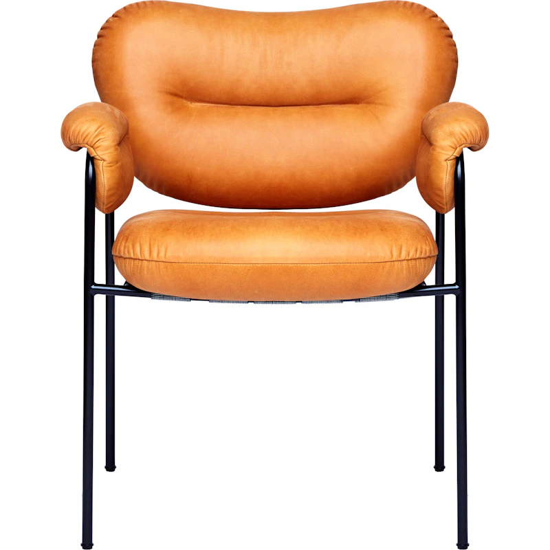 Bollo Stol, Svarte Ben / Skinn Vintage Cognac