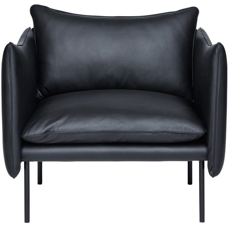 Tiki Lenestol L W:86 cm, Svarte Ben / Skinn Elmosoft Svart