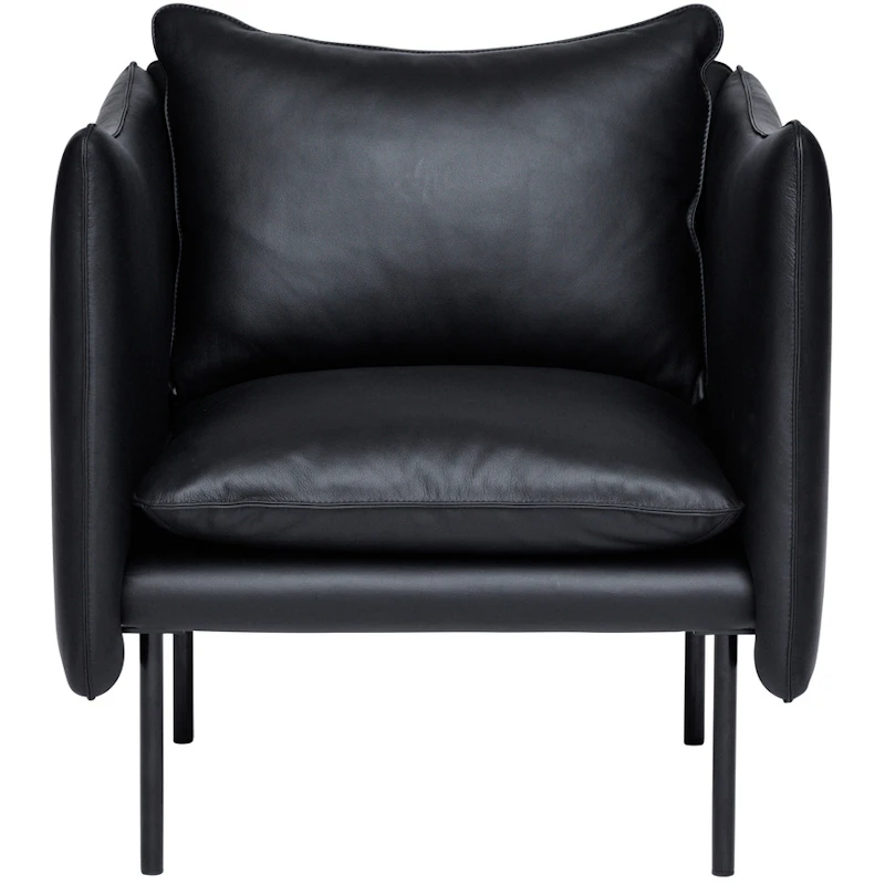 Tiki Lenestol S W:70 cm, Svarte Ben / Skinn Elmosoft Svart