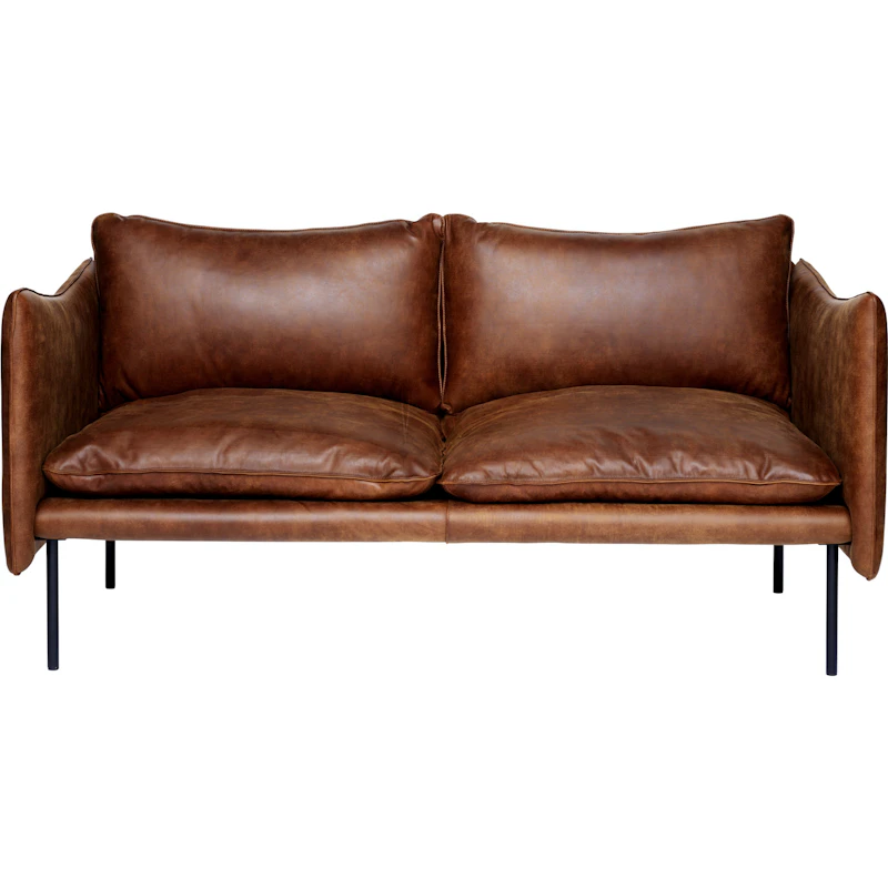 Tiki Sofa 2-seters, Svarte Ben / Skinn Vintage Rangers