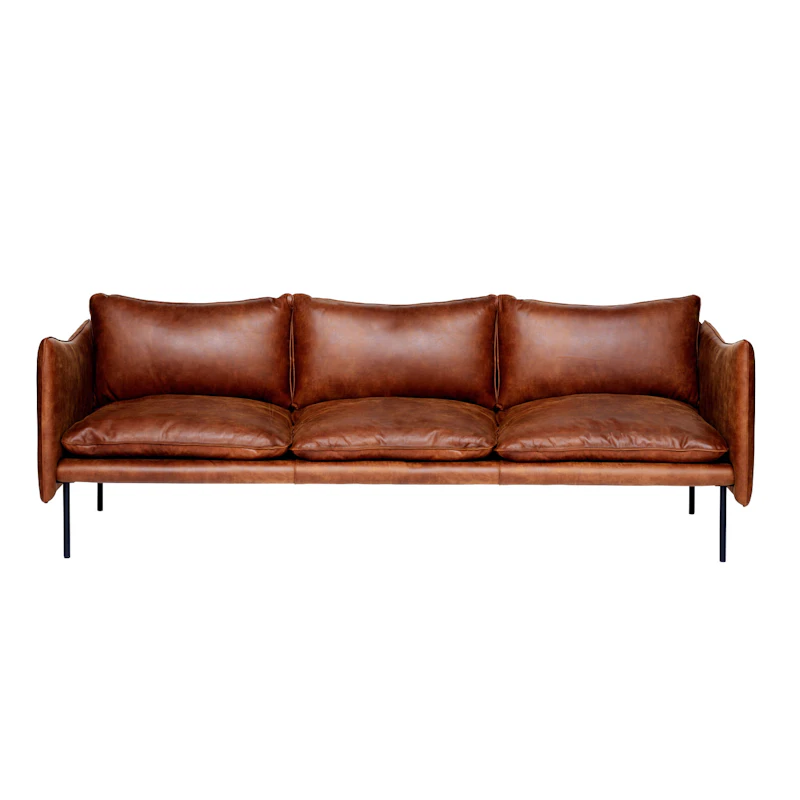 Tiki Sofa 3-seters, Svarte Ben / Skinn Vintage Rangers