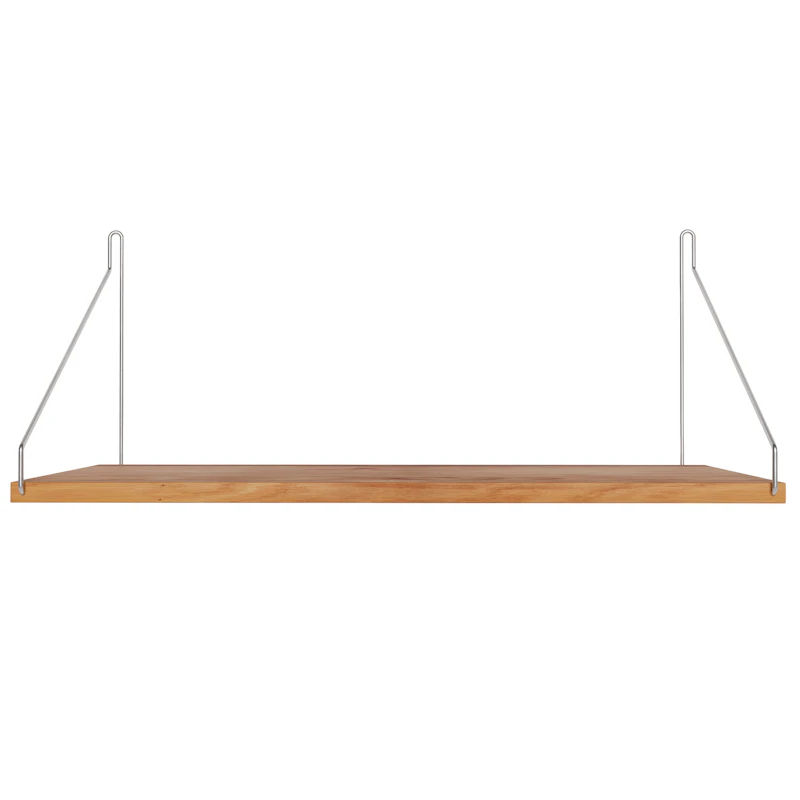Single Hylle 27x60 cm, Rustfritt Stål / Eik