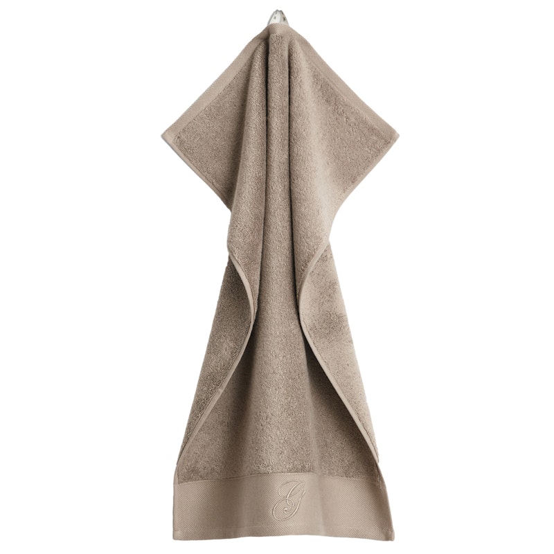 Embroidery Håndkle 30x50 cm, Taupe Beige