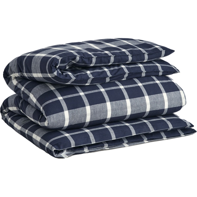 Flannel Check Double Dynetrekk Marine, 150x210 cm