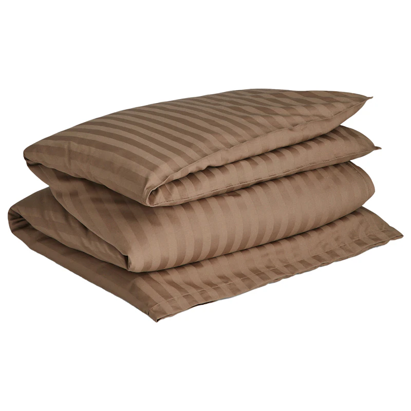 Sateen Stripes Dynetrekk 150x210 cm, Taupe Beige