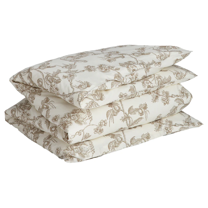 Tree Print Double Dynetrekk 220x220 cm, Taupe Beige