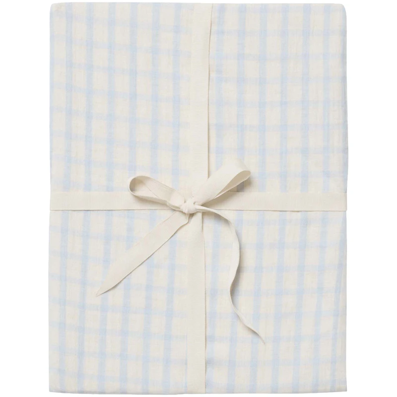 Gingham Sky Blue Muslin Stretchlaken Junior, 60x120 cm
