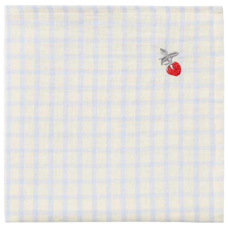 Gingham Sky Blue Muslin Svøpeteppe, 110x110 cm