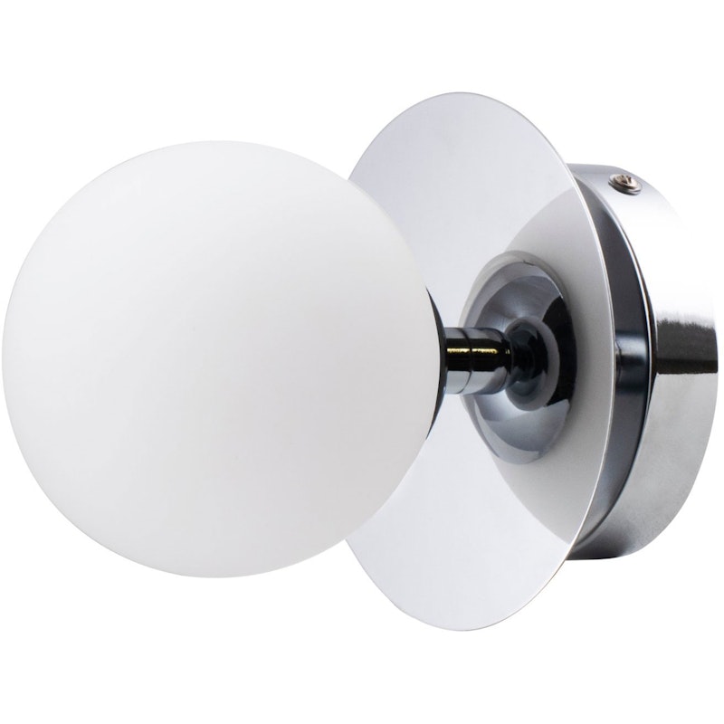 Art Deco Vegg-/Taklampe, Krom / Hvit