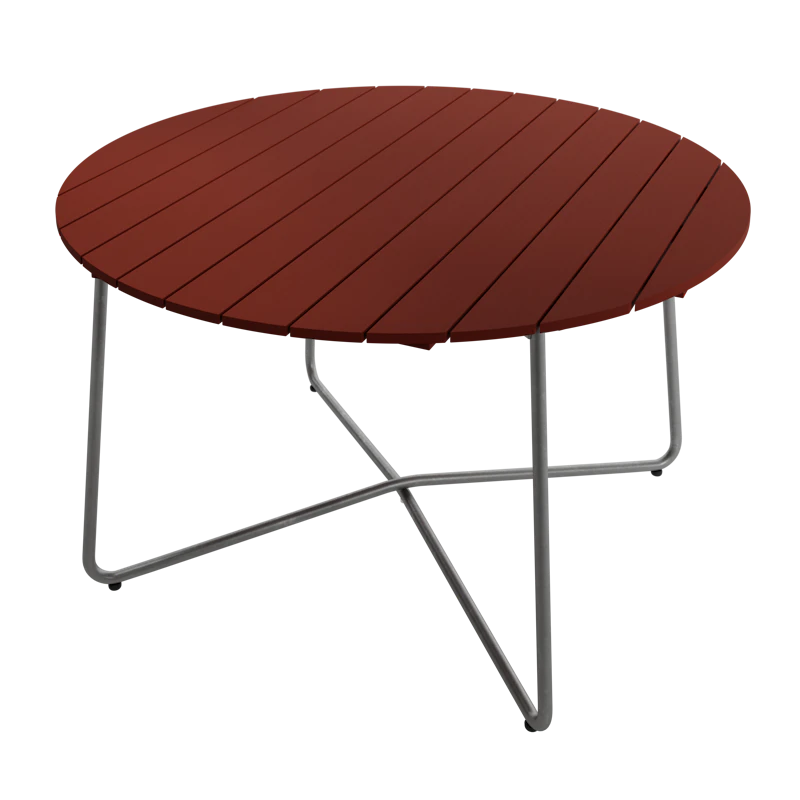 9A Bord Ø120 cm, Mørkerød / Varmgalvanisert Stål