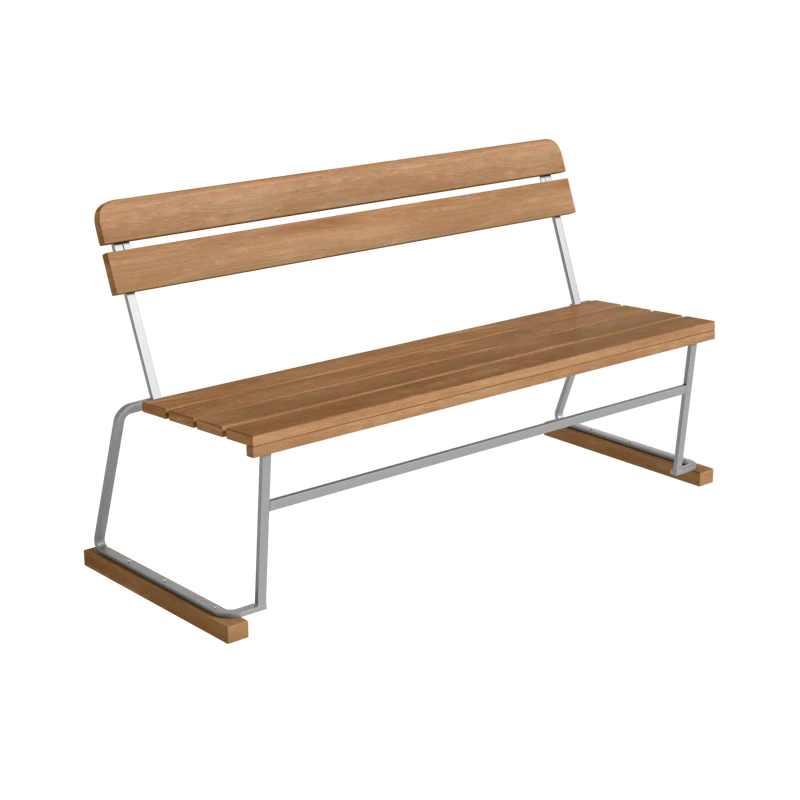 Sofa 3 140 cm, Teak / Varmgalvanisert Stål