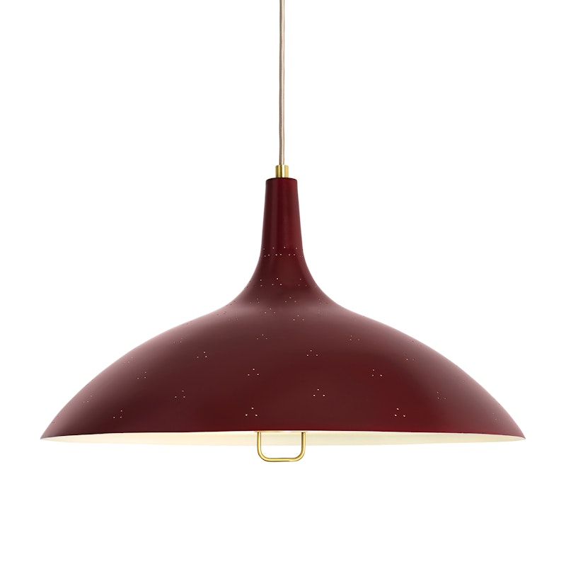 1965 Taklampe, Messing/ Rød