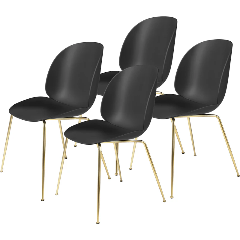 Beetle Stol Upolstret 4-pk Conic Base Brass, Black