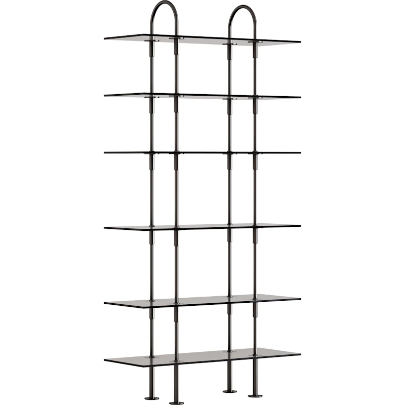 Keen Hyllesystem Med 6 Hyller 96 cm, Sort Messing / Tonet Glass