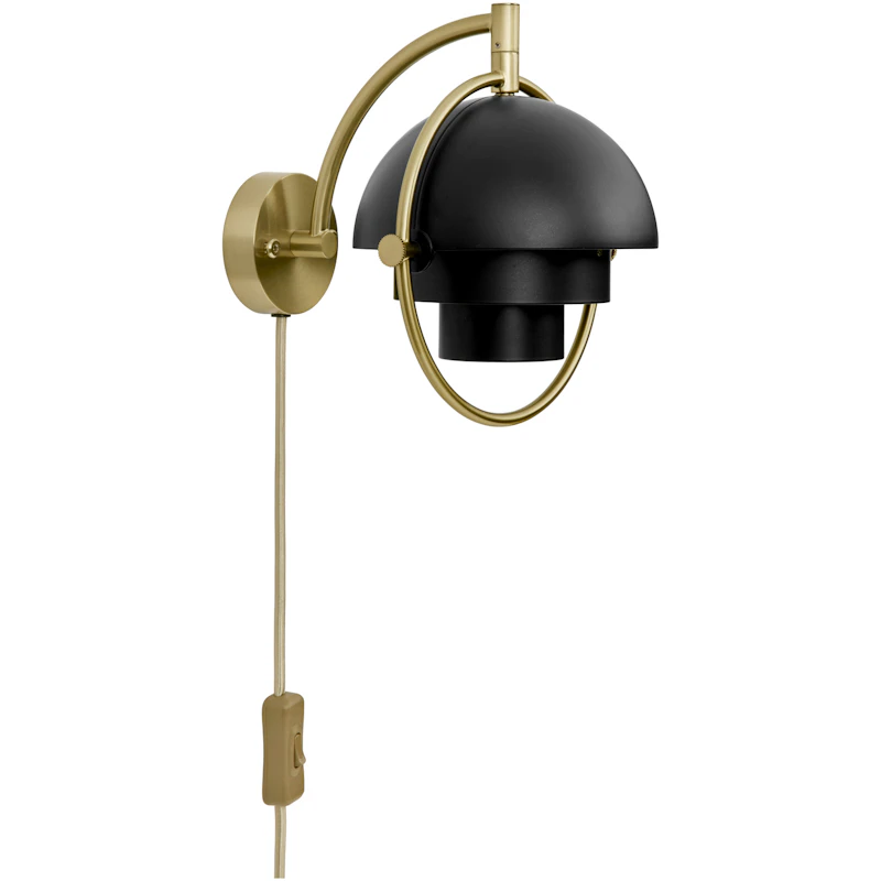 Multi-Lite Vegglampe, Black Semi Matt / Brass