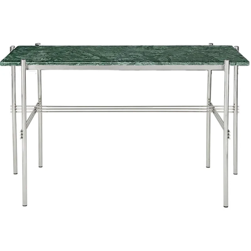 TS Skrivebord 60x120 cm, Polert Stål / Grønn Guatemalamarmor
