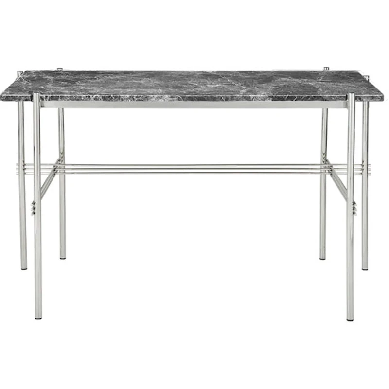 TS Skrivebord 60x120 cm, Polert Stål / Grå Emperadormarmor