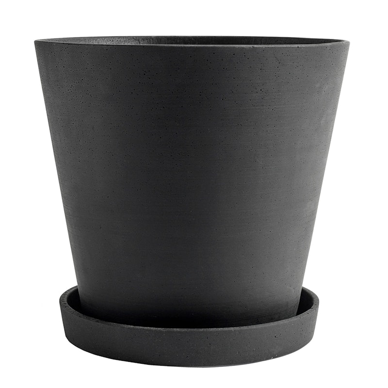 Flowerpot Krukke med Tallerken Svart, Ø34 cm XXXL