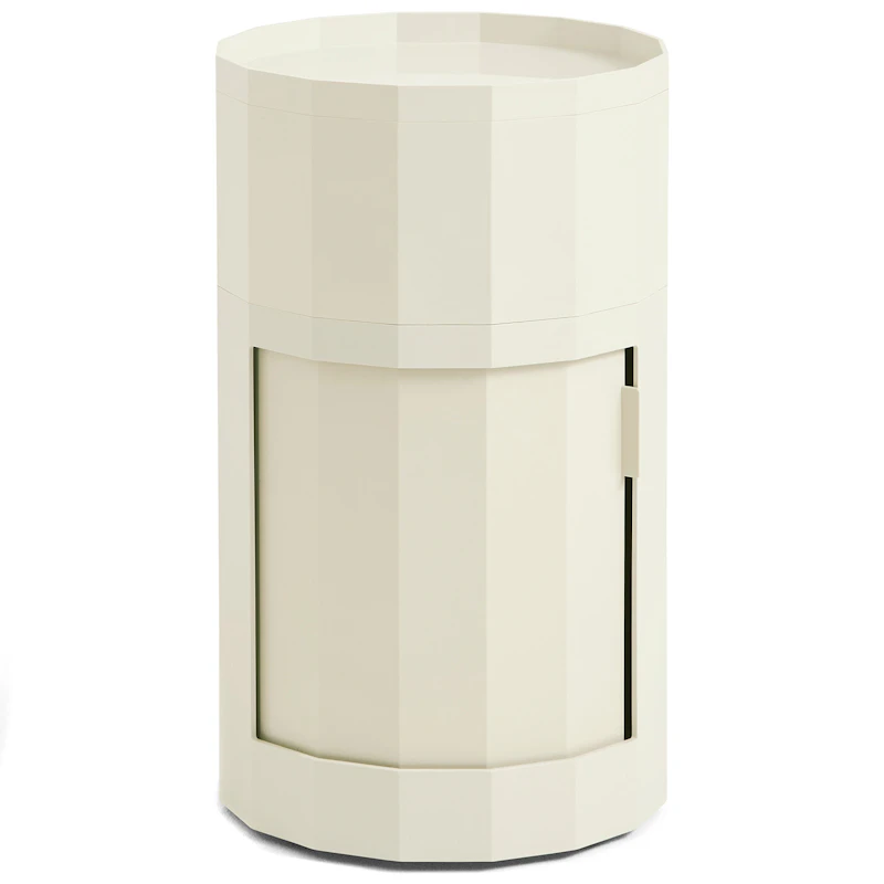 Facet Skap Høy med Føtter / Hjul, Eggshell