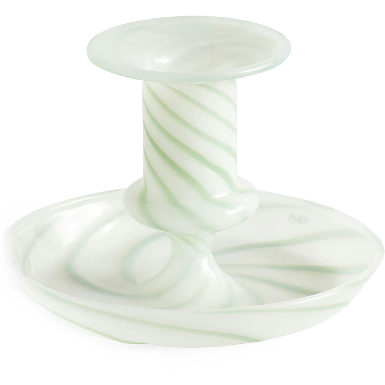 Flare Stripe Milk Lysestake 7,5 cm Gr&oslash;nn