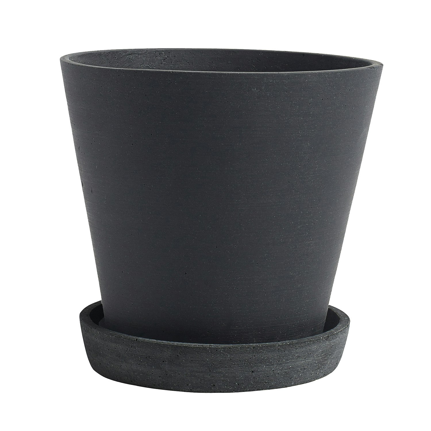 Flowerpot Krukke med Tallerken Svart, &Oslash;17.5 cm L