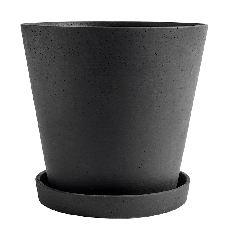 Flowerpot Krukke med Tallerken Svart, Ø34 cm XXXL
