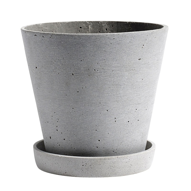 Flowerpot Krukke med Tallerken Grå, Ø17.5 cm L