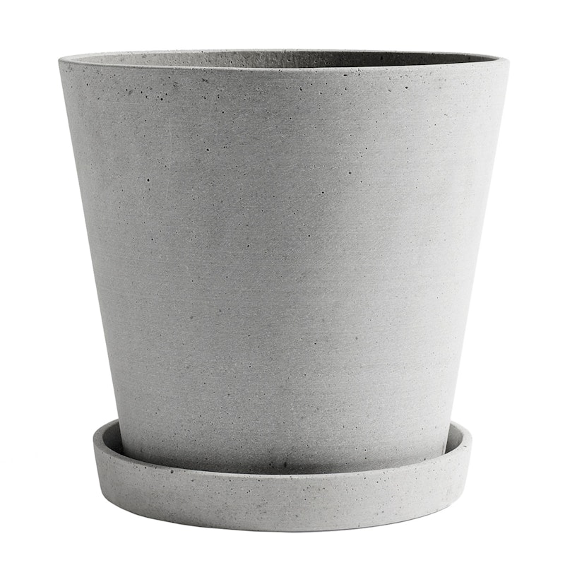 Flowerpot Krukke med Tallerken Grå, Ø26 cm XXL