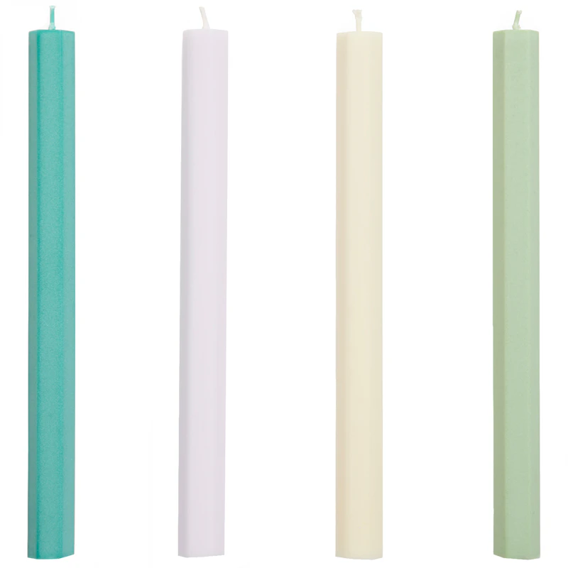 Hexagon Stearinlys 4-pk, Pastel