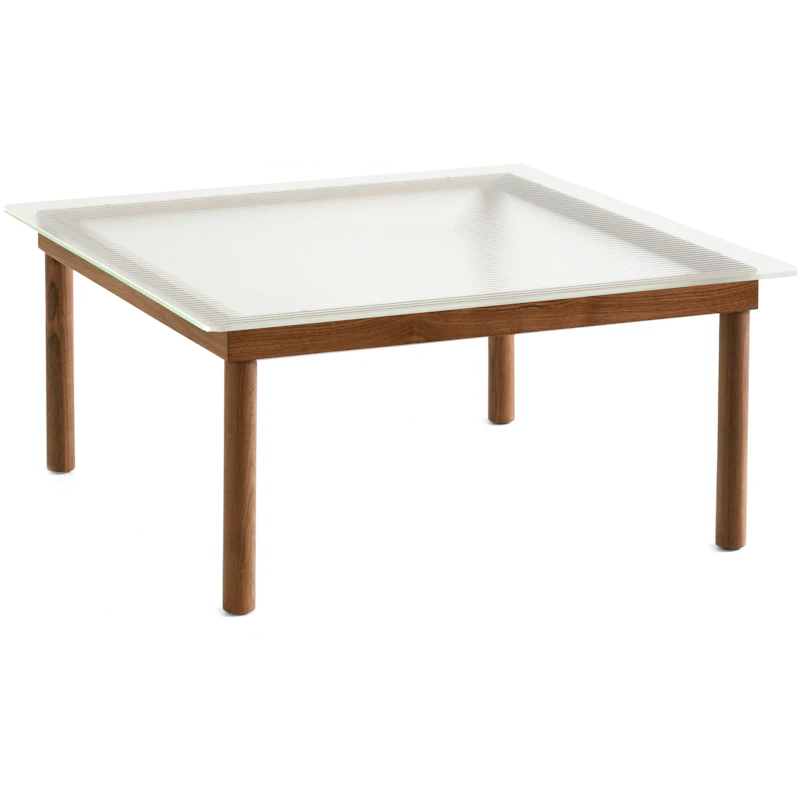 Kofi salongbord valnøtt / riflet glass, 80x80 cm