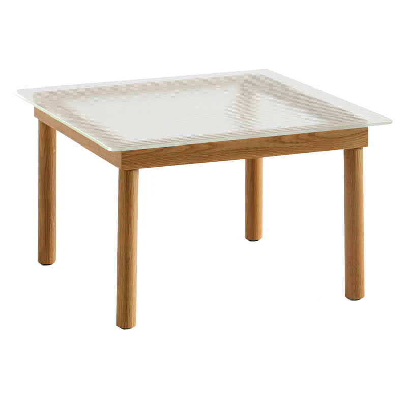Kofi Sidebord 60x60 cm, Vannbasert Lakkert Eik / Riflet Glass
