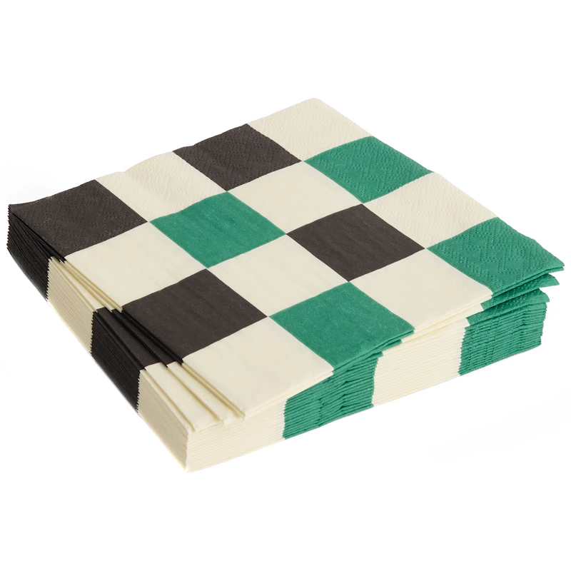 Pattern Servietter 33x33 cm, Sort / Grønn / Off-white