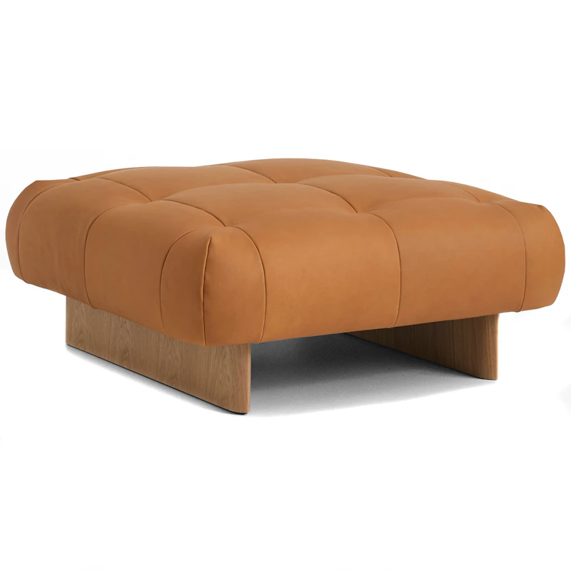 Quilton Lift Fotskammel, Sense Cognacfarget Skinn / Eik