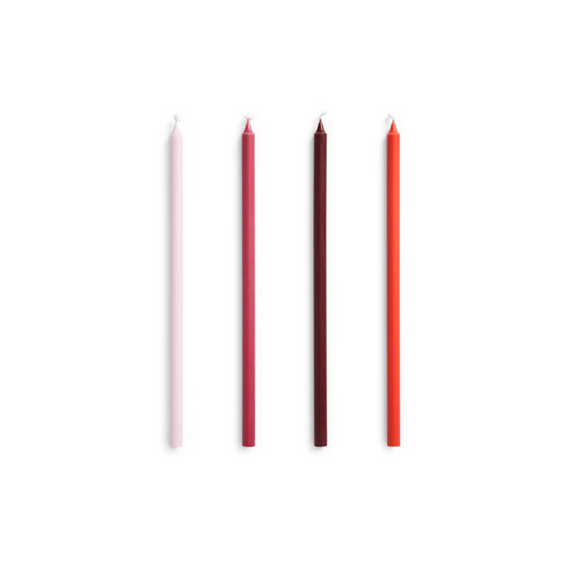 Slim Stearinlys 4-pk, Rosa / Rød