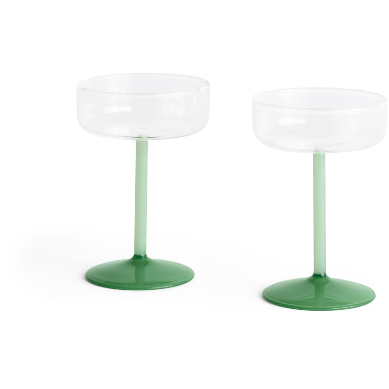 Tint Champagneglass 2-pk, Klar / Jadegrønn