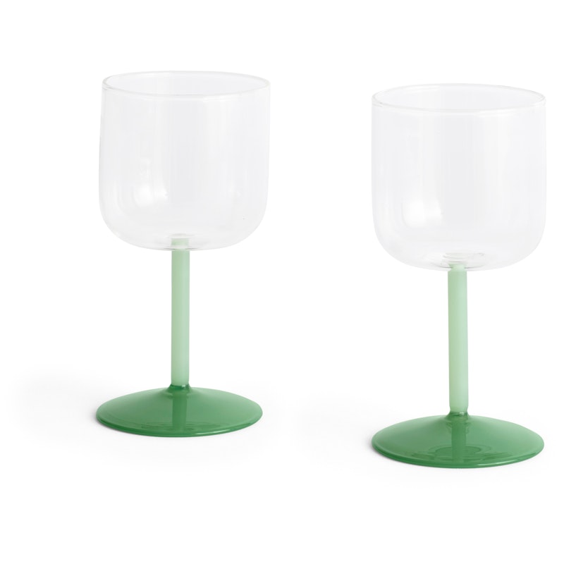 Tint Vinglass 2-pk, Klar / Jadegrønn