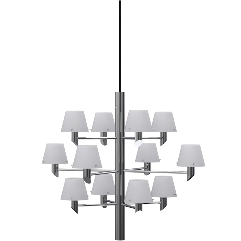 Gil 12 Chandelier, Chrome / Opal Glass