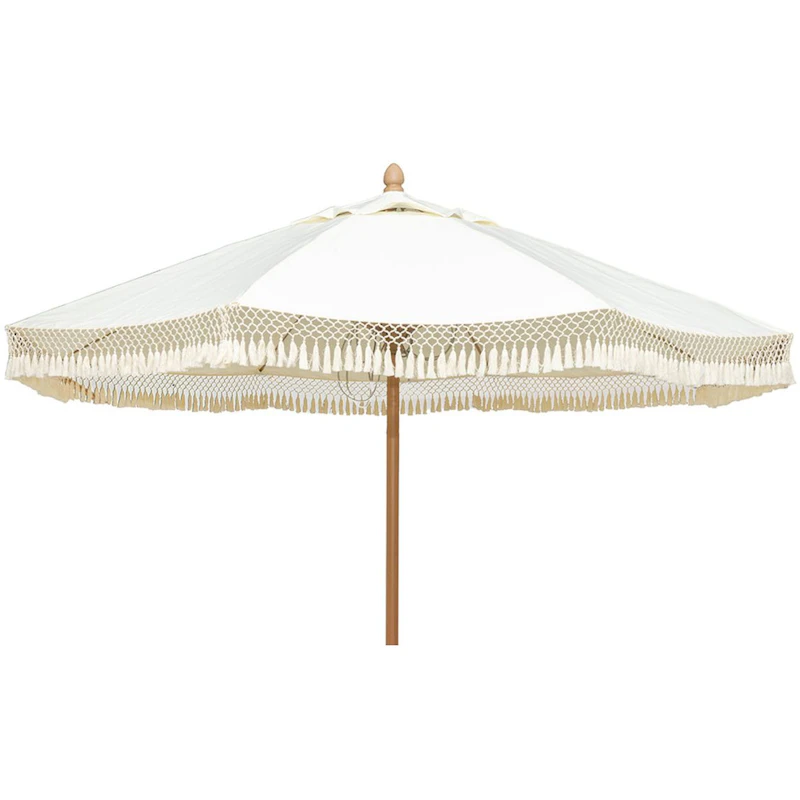 Parasoll Med Frynser 300 cm, Beige