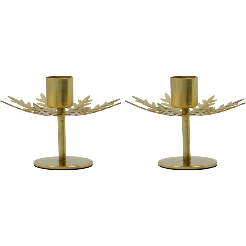 Snowflake Lysestake 2-pk, Antique Brass