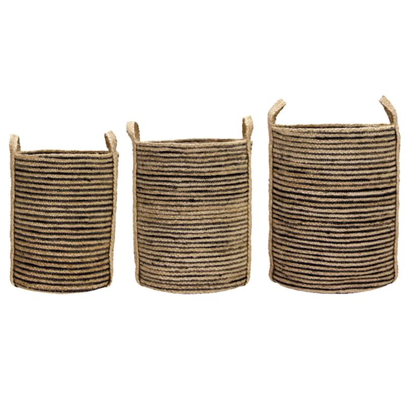 Dungi Oppbevaringskurv 3-pk, Sort/Naturfarget