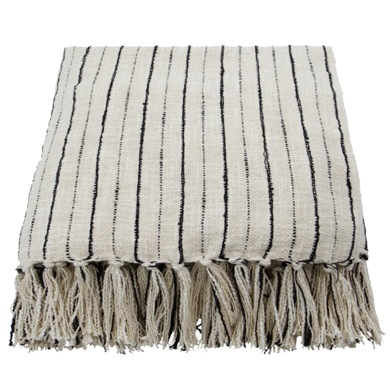 Lines Pledd 130x180 cm, Sort/Hvit