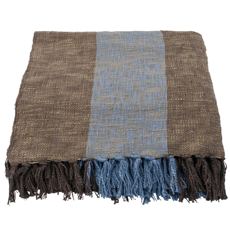 Ponra Sengeteppe 130x180 cm, Brun/Lyseblå