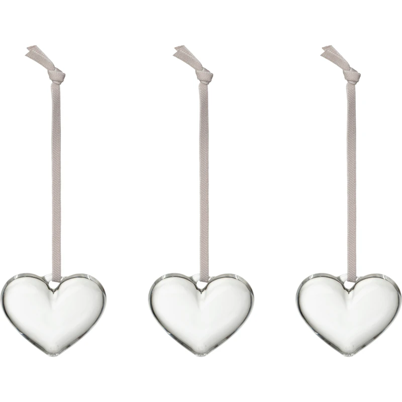 Glasshjerte 50 mm 3-pk, Klar