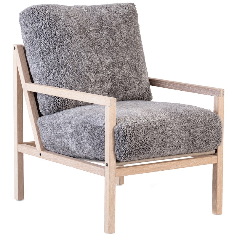 Seventy Five Wood Lenestol, Hvitpigmentert Eik / Saueskinn Scandinavian Grey