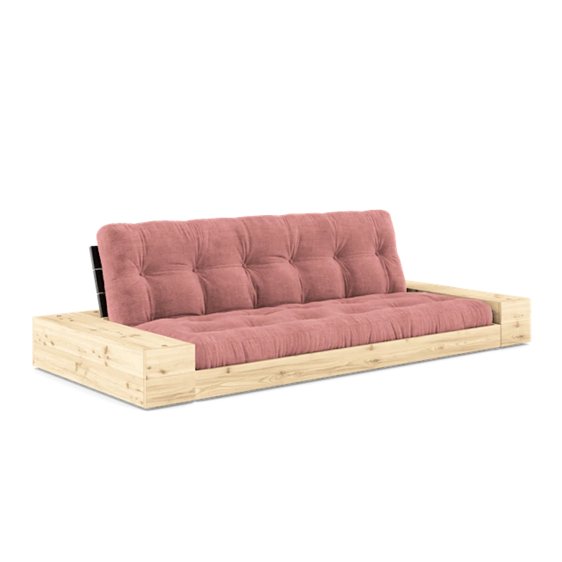 Base Sovesofa Med Sideboks og 5-lags Madrass Svart Natt/Rosa