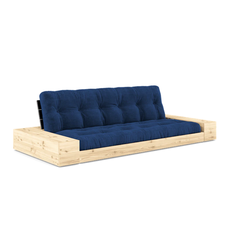 Base Sovesofa Med Sideboks og 5-lags Madrass Svart Natt/Kongeblå