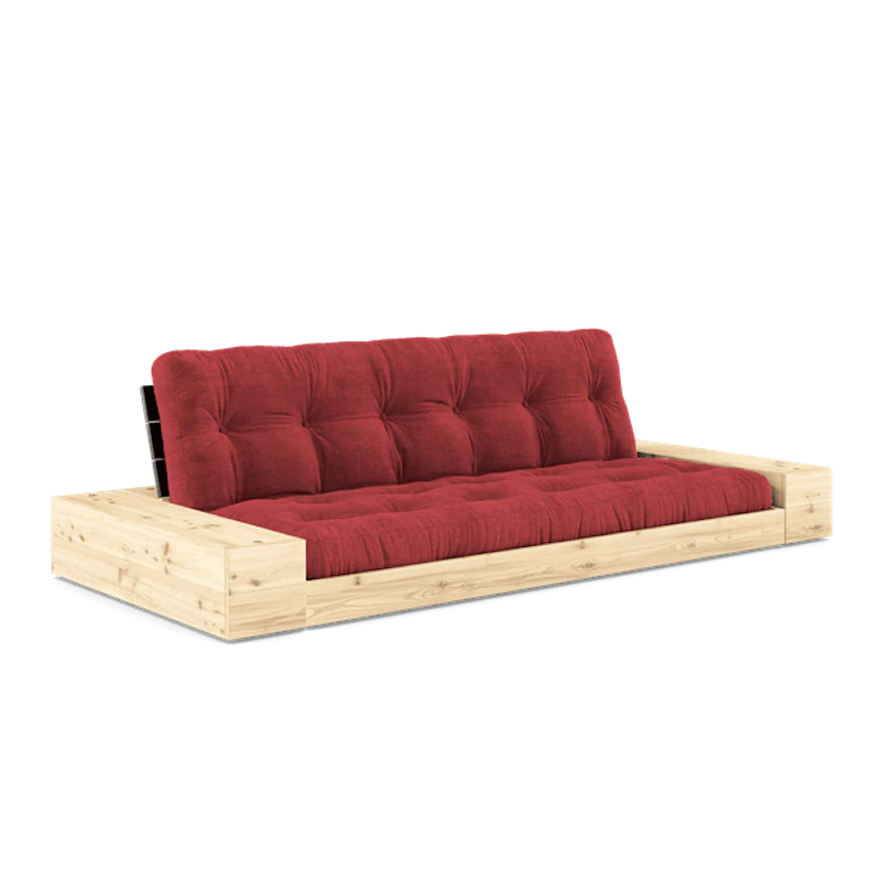 Base Sovesofa Med Sideboks og 5-lags Madrass Svart Natt/Rubinrød